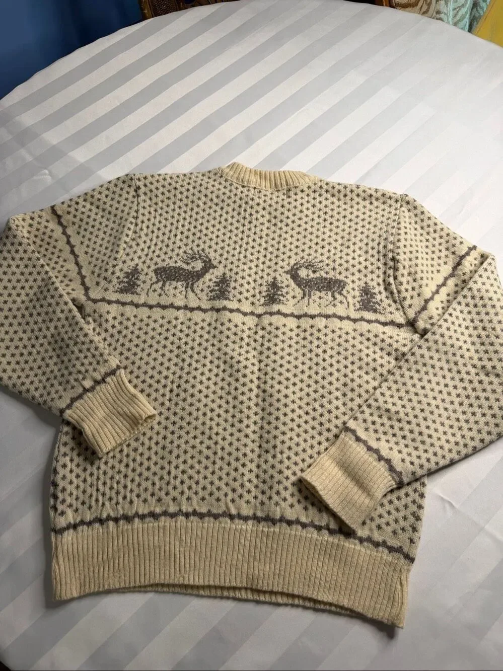 Green Mountain Threadworks Vintage Wool Fair Isle Deer Sweater Size XL